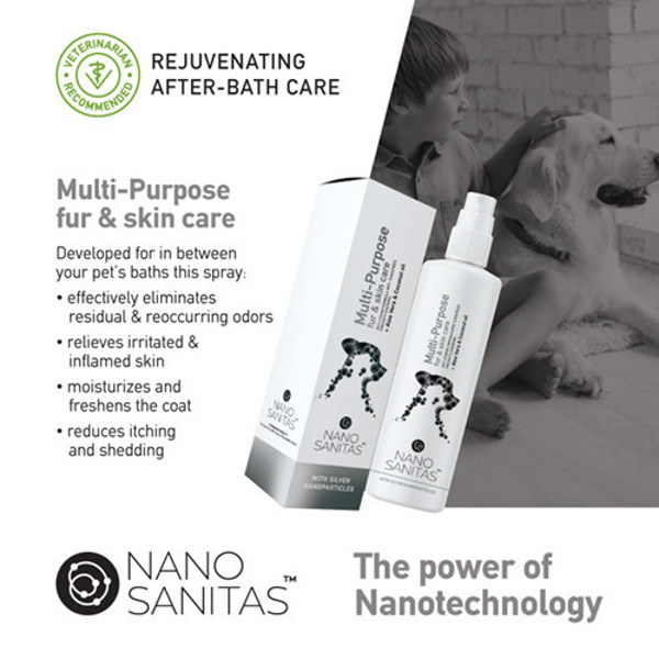 NANO SANITAS Multi-Purpose Fur And Skin Care universali augintinio kailio ir odos priežiūros priemonė, 250 ml paveikslėlis