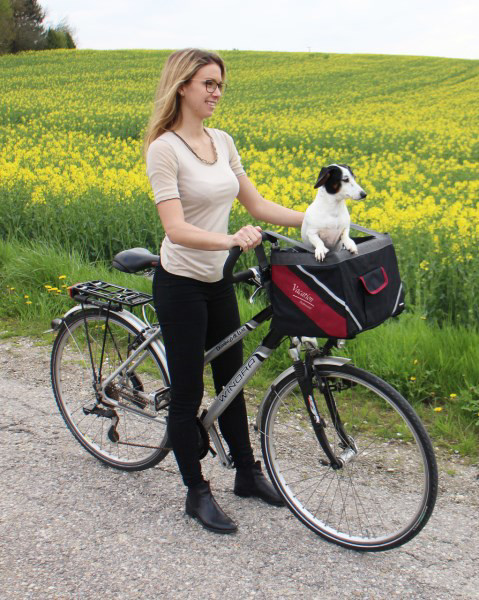 KERBL Vacation dviračio krepšys augintiniui 38x25x25cm, juodas/raudonas paveikslėlis