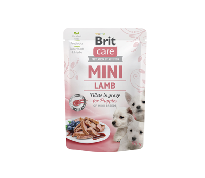 BRIT CARE Mini kons. šuniukams maišeliuose Puppy Lamb fillets in gravy 85g paveikslėlis