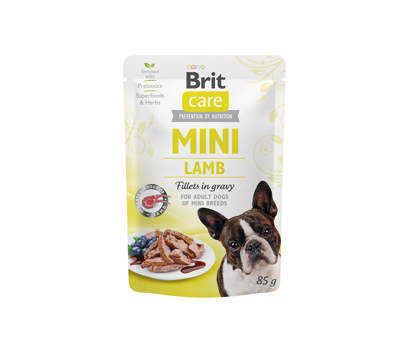 BRIT CARE Mini Lamb fillets in gravy konservai šunims su ėriena 85 g paveikslėlis