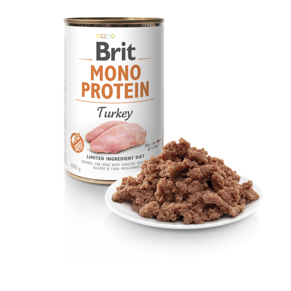 BRIT CARE Mono Protein Turkey konservai šunims su kalakutiena 400 g paveikslėlis