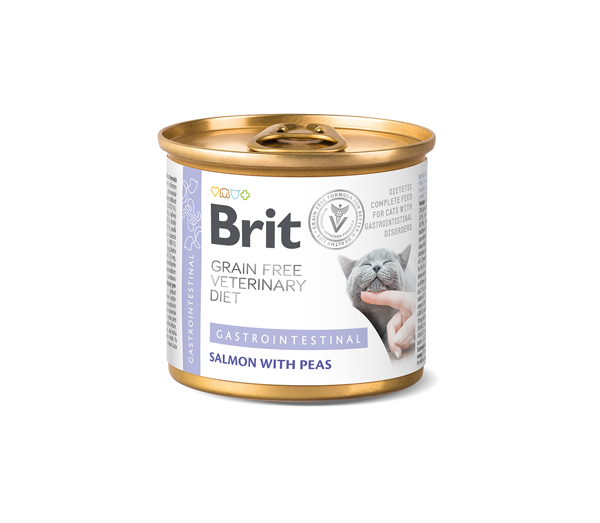 BRIT GF Veterinary Diets Gastrointestinal Salmon with Peas konservai katėms 200 g paveikslėlis