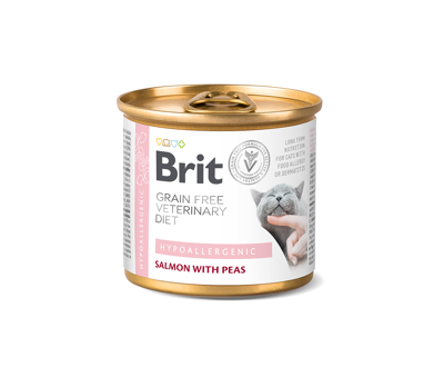 BRIT GF Veterinary Diets Hypoallergenic Salmon with Peas konservai katėms 200 g paveikslėlis