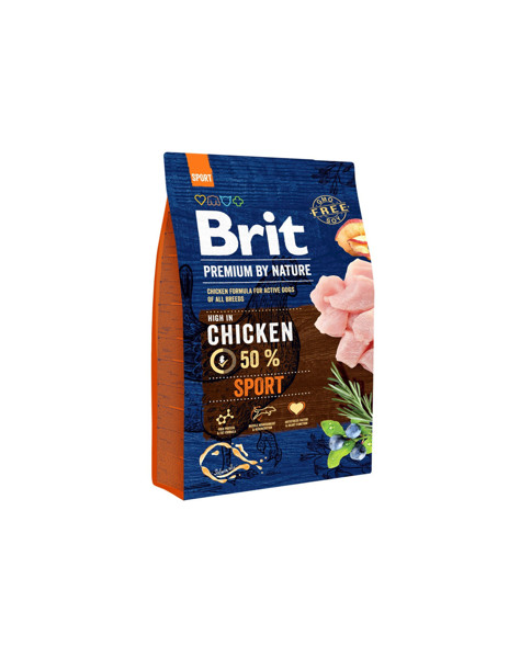 BRIT PREMIUM By Nature Sport sausas maistas aktyviems didelių veislių šunims su vištiena 3 kg paveikslėlis