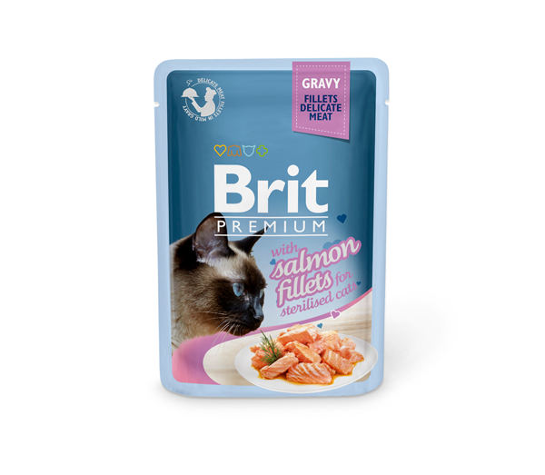 BRIT PREMIUM Delicate Salmon for Sterilised in Gravy konservai sterilizuotoms katėms 85 g paveikslėlis
