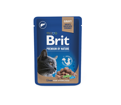 BRIT Premium Liver for Sterilised konservai sterilizuotoms katėms su kepenėlėmis padaže 100 g paveikslėlis
