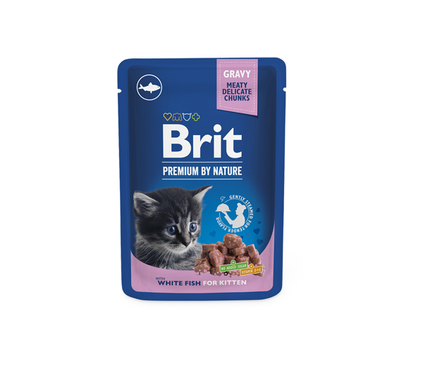 BRIT Premium White Fish Kitten konservai kačiukams su žuvies gabaliukais padaže 100 g paveikslėlis