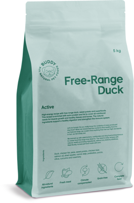 BUDDY Free-Range Duck sausas maistas su antiena aktyviems šunims, 12 kg paveikslėlis