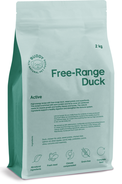 BUDDY Free-Range Duck sausas maistas su antiena aktyviems šunims, 2 kg paveikslėlis