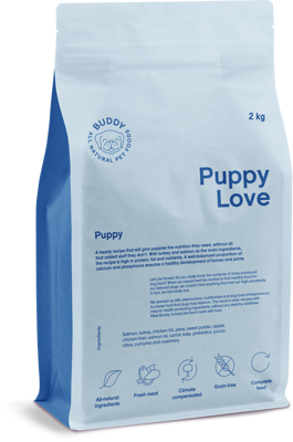 BUDDY Puppy Love sausas maistas su kalakutiena ir lašiša jauniems šuniukams, 2 kg paveikslėlis