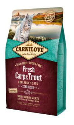 CARNILOVE FRESH Carp&Trout Sterilised for Adult Cat Sterilised sausas maistas sterilizuotoms katėms 2 kg paveikslėlis