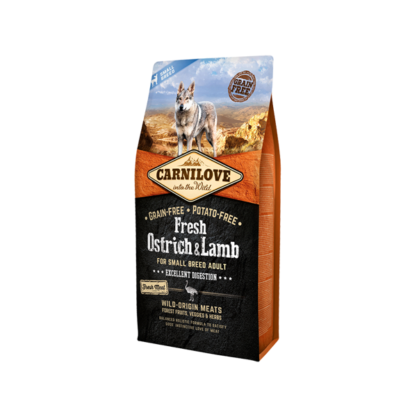 CARNILOVE FRESH Ostrich&Lamb for small breed sausas maistas smulkių veislių šunims su strutiena ir ėriena 6 kg paveikslėlis