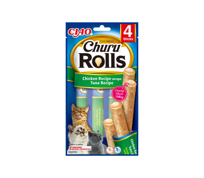 CHURU Cat Rolls Chicken Tuna minkšti skanėstai katėms su tunu ir vištiena 40 g paveikslėlis