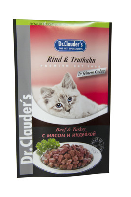 DR. CLAUDER'S Beef&turkey in aspic konservai katėms su jautiena ir kalakutiena drebučiuose, 100 g paveikslėlis
