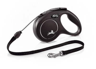 FLEXI New classic M cord automatinis pavadėlis šunims iki 20kg, virvė 5m, juodas paveikslėlis