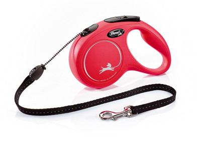 FLEXI New classic M cord automatinis pavadėlis šunims iki 20kg, virvė 5m, raudonas paveikslėlis