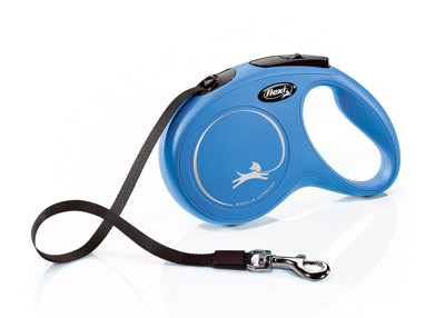 FLEXI New classic M tape automatinis pavadėlis šunims iki 25kg, juosta 5m, mėlynas paveikslėlis