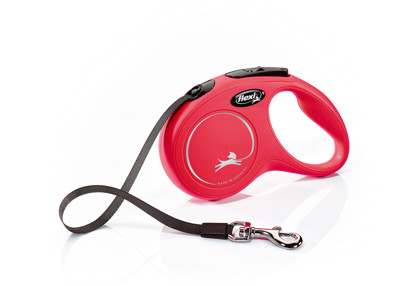 FLEXI New classic S tape automatinis pavadėlis šunims iki 15kg, juosta 5m, raudonas paveikslėlis