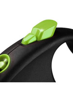 FLEXI Black design M tape automatinis pavadėlis šunims iki 25kg, juosta 5m, žalias paveikslėlis