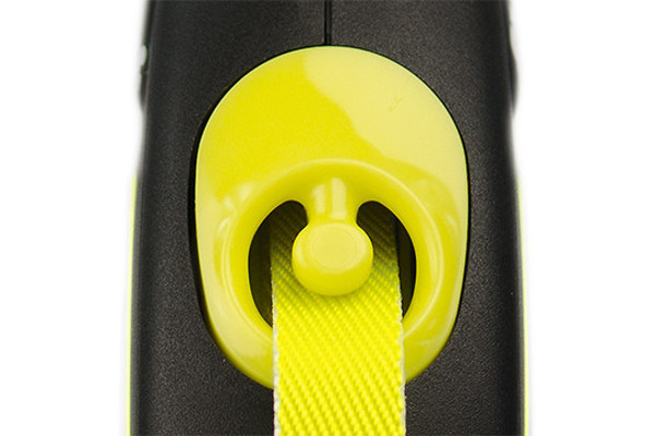 FLEXI New neon S tape automatinis pavadėlis šunims iki 15kg, juosta 5m, geltonas paveikslėlis
