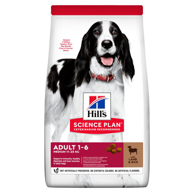 HILL'S SP Canine adult medium lamb&rice sausas maistas vidutinių veislių suaugusiems šunims su ėriena, 18 kg  paveikslėlis