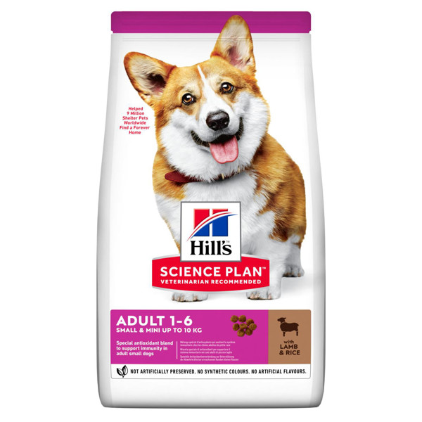 HILL'S SP Canine Adult S&M Lamb & Rice sausas maistas mažų veislių suaugusiems šunims su aviena ir ryžiais, 6kg paveikslėlis
