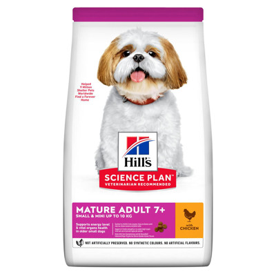 HILL'S SP Canine Mature 7+ S&M Chicken sausas maistas vyresniems nei 7 metų mažų veislių šunims su vištiena, 1,5kg paveikslėlis