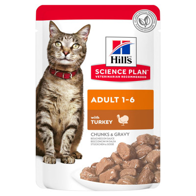 HILL'S SP Feline adult turkey chunks&gravy guliašas suaugusioms katėms su kalakutiena, 12x85 g paveikslėlis