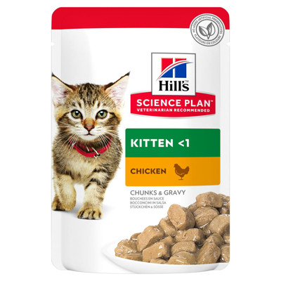 HILL'S SP Feline kitten chicken chunks&gravy guliašas kačiukams su vištiena, 12x85 g paveikslėlis