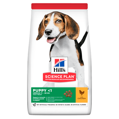 HILL'S SP Puppy medium chicken sausas maistas vidutinių veislių jauniems šuniukams su vištiena, 14 kg  paveikslėlis