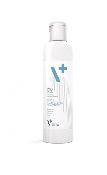 VETEXPERT Hypoalergenic šampūnas dirglią ir sausą odą turintiems gyvūnams, 250 ml paveikslėlis