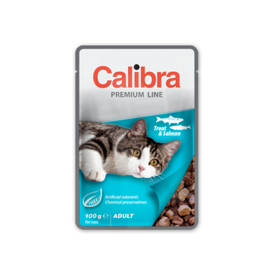 CALIBRA Cat pouch Premium Adult Trout & Salmon konservai katėms su upėtakiu ir lašiša, 100g paveikslėlis
