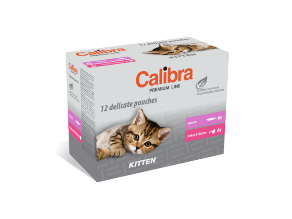 CALIBRA Cat pouch Premium Kitten multipack konservų rinkinys kačiukams, 12x100g paveikslėlis