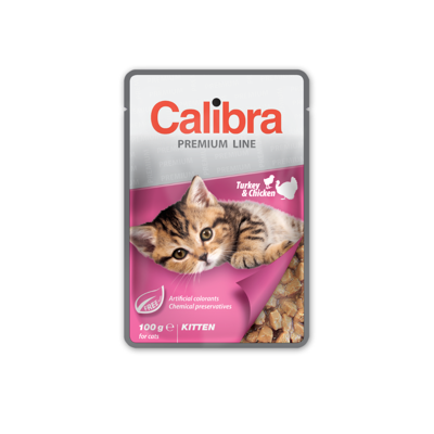 CALIBRA Cat pouch Premium Kitten Turkey & Chicken konservai kačiukams su vištiena ir kalakutiena, 100g paveikslėlis