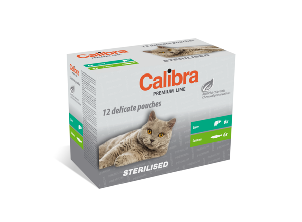 CALIBRA Cat pouch Premium Sterilised multipack konservų rinkinys katėms, 12x100g paveikslėlis