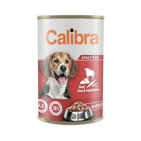 CALIBRA Dog can beef-liver-veget. in jelly konservai šunims su jautiena, kepenėlėmis ir daržovėmis, 1240g paveikslėlis