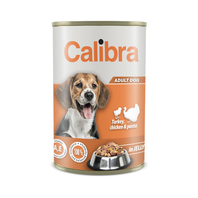CALIBRA Dog can turk-chick-pasta in jelly konservai šunims su kalakutiena, 1240g  paveikslėlis