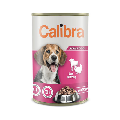 CALIBRA Dog can veal-turkey in gravy konservai šunims su veršiena ir kalakutiena, 1240g paveikslėlis