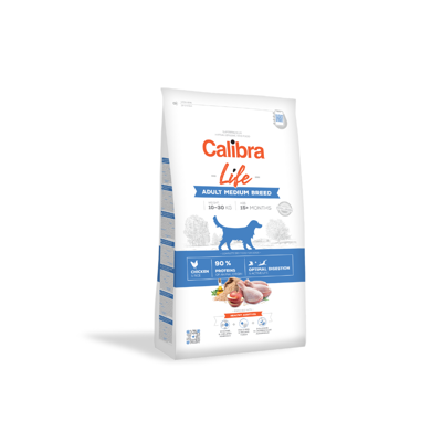 CALIBRA Dog Life Adult Medium Breed Chicken sausas maistas suaugusiems vidutinių veislių šunims su vištiena,  2,5kg paveikslėlis