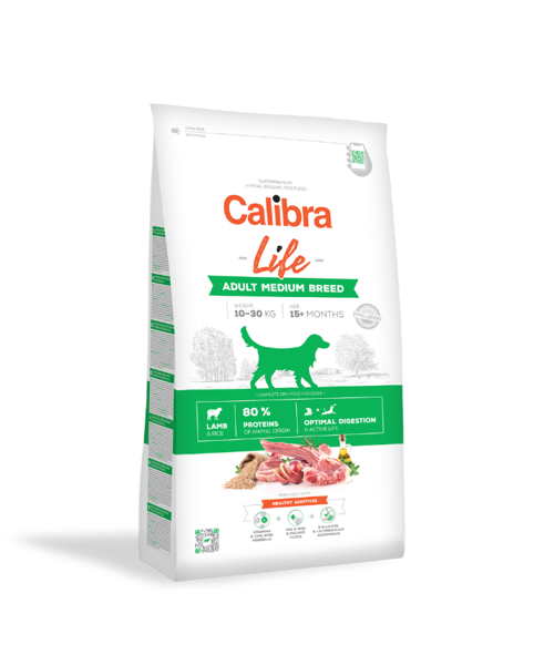 CALIBRA Dog Life Adult Medium Breed Lamb sausas maistas suaugusiems vidutinių veislių šunims su ėriena, 12kg paveikslėlis