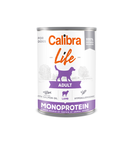 CALIBRA Dog Life can Adult Lamb vieno baltymo konservai suaugusiems šunims su ėriena, 400 g paveikslėlis