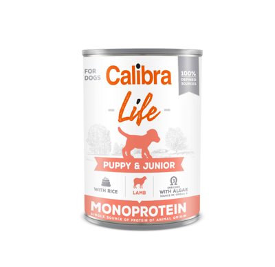 CALIBRA Dog Life can Puppy & Junior Lamb & rice vieno baltymo konservai šuniukams su ėriena ir ryžiais, 400 g paveikslėlis