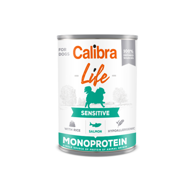 CALIBRA Dog Life can Sensitive Salmon with rice vieno baltymo konservai suaugusiems šunims lašiša ir ryžiais, 400 g paveikslėlis