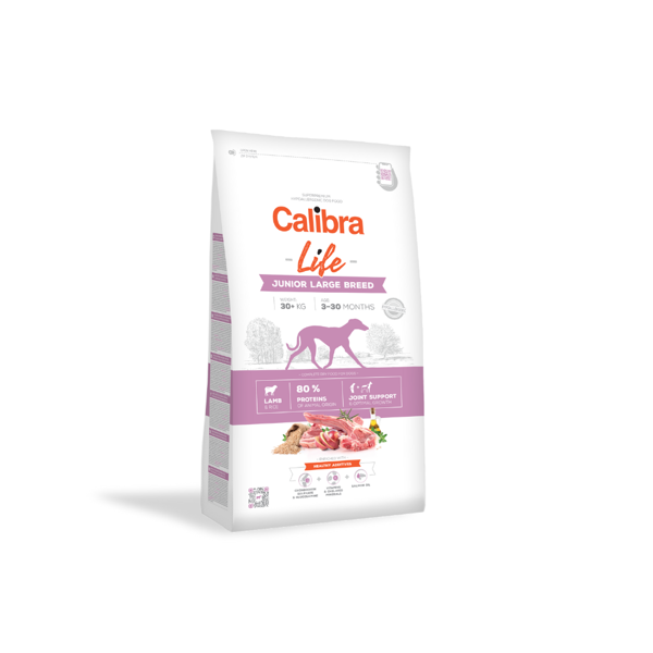 CALIBRA Dog Life Junior Large Breed Lamb sausas maistas jauniems didelių veislių šunims su ėriena,  2,5 kg paveikslėlis