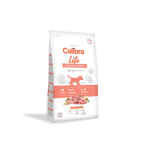 CALIBRA Dog Life Starter & Puppy Lamb sausas maistas šuniukams su ėriena ir ryžiais, 2,5 kg paveikslėlis
