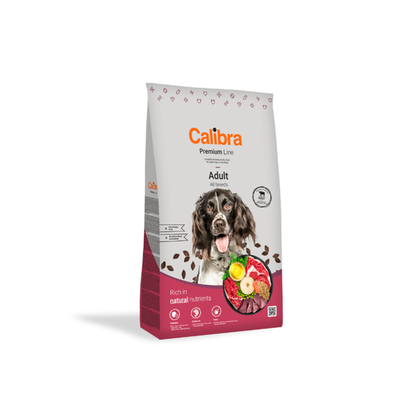 CALIBRA Dog Premium Line Adult Beef sausas maistas suaugusiems šunims su jautiena, 3 kg paveikslėlis