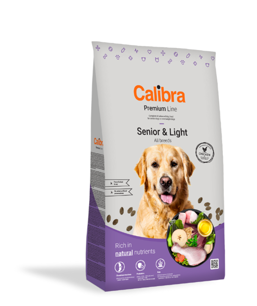CALIBRA Dog Premium Line Senior & Light sausas maistas vyresnio amžiaus šunims su vištiena, 12 kg  paveikslėlis