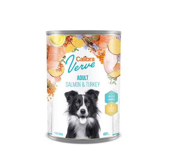 CALIBRA Dog Verve GF Adult Salmon & Turkey konservai šunims su lašiša ir kalakutiena, 400 g paveikslėlis