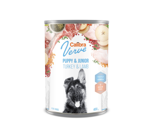 CALIBRA Dog Verve GF Puppy & Junior Turkey & Lamb konservai jauniems šunims su kalakutiena ir ėriena, 400g paveikslėlis