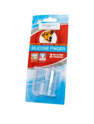 BOGADENT SILICONE FINGER DOG silikoninis antpirštis šunų dantims valyti, 2 vnt., skaidrus paveikslėlis